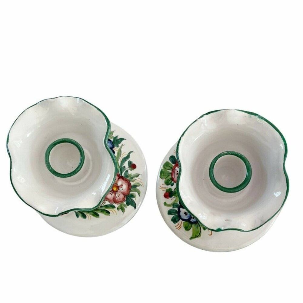 Made in Italy Hand Painted Floral 4” Candle Holders - Picture 2 of 11